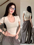Sexy Hottie Careful Machine Dew Design Slimming With Short-Sleeved T-Shirt Women's New Top