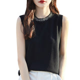 Wool Blended 2026 Autumn And Winter New Women's Round-Collar Hot Diamond Body Short Sleeveless Knitted Vest Vest Shirt