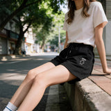 Casual Sports Shorts Female Embroidered Bear 2026 New Summer Student Loose Leisure Pants High Waist Girl Broad Leg Trousers