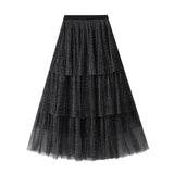Autumn And Winter New Fashion Fashion Wild Wind Leopard Yarn Cake Half Dress Women's Mid-Long Dress 5029