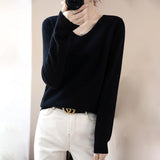 Wool Blended 2026 Autumn And Winter Women's New Short-Term With Small V-Neck Solid Color Loose Inside The Bottom Korean Version Of The Knitted Shirt
