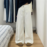 White Broad-Legged Jeans Women's Autumn And Winter New Large Size Fat Mm High Waist Thin Loose Pear-Shaped Body Drag Pants