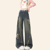 Natural Astring Lateral Zipper Loose Little Jeans Woman 2025 New Straight Spring Summer Wide Leg Pants