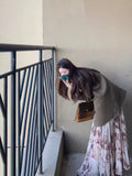 Autumn And Winter Wear A Complete Set Of Maillard Coffee Suit Jacket Women Folded Wearing Broken Flowers Hanging Dress Two Sets