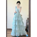 French Pure Lusty Temperament Sweet Dating Design Feel To Wear Broken Flower Cake Dress Slim Long Dress