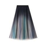 The New High-Rise Display Thin Double-Layer Mesh Yarn Gradually Changing Color Bright Color Long Skirt 2025 Spring And Summer Women 0859