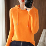 Wool Blended 2026 Autumn And Winter New Women's Loose Hoodie Hoodie Solid Color Short-Case Sweater Knitted Hoodie