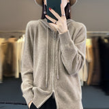 Wool Blended 2026 Autumn And Winter New Women's Short Zipper Open-Shirt Loose Large Knitted Hoodie