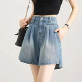 Open-Fork Denim Shorts Women Summer 2026 Thin New High-Waist A Word Loose Small Irregular Shorts