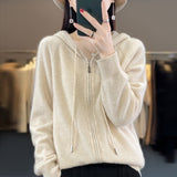 Wool Blended 2026 Autumn And Winter New Women's Short Zipper Open-Shirt Loose Large Knitted Hoodie