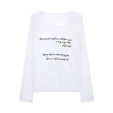 Lazy Letter Print Long-Sleeved T-Shirts For Girls Summer Relaxed Leisure Thin Thin Sunscreen Shirt