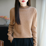 Line Ready-Upled Wool Blending 2026 Autumn And Winter New Women's Short Dress Half High-Neck Solid Color Bottom Top Knitting Shirt