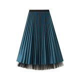 Bright Silk Folded Skirt Net Yarn Half-Dress Woman Long Yarn Skirt On Both Sides Of The 9230