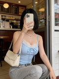 Threaded Solid Color Lace Slings Waist Vest Women's Clothing 2026 Summer Korean Version Of The Bow Top
