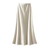 Temperament Pressure Folded Bare-Faced Fishtail Half-Dress Girl Spring Hanging Thin Bag-Butbice Long Dress 9836