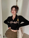 Letter-Print Collared Long-Sleeved Women's T-Shirt Design Feels The New Autumn Slimming Sweet Hottie Short Top