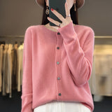 Line Ready-Sheed Seamless 100% Pure Wool 2026 Autumn And Winter New Women's Short Collar Loose Knitted Sweater Coat