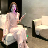 Pink Dingy Dress Women In Autumn Pure Desire To Waist Fishtail Dress Body Ass Long Skirt Dress Dress Dress