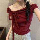 Pure Lustful Word Shoulder T-Shirt Women's Summer Small Design Small Design Small Strapped With Short Hottie Top