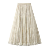 French Medium And Long Folded Mesh Dress Mid-Term Dress 2025 New A Word High-Waisted Fairy Dress Woman 8956