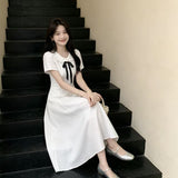 French First Love Doll Collar Giant Good-Looking Dress Women Summer College Style Gentle White Short-Sleeved Temperament Long Dress
