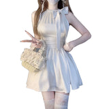 Summer New Sweet Fat Mm French Pure Passion Hottie Sleeveless Dress Rich Rich Gold Waist Thin A Word Short Skirt