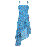 Design Sense Of Irregular Floral Sling Skirt Women 2026 Summer Net Red New Hot Girl Wind To Close The Waist Long Dress