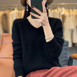 First-Line Ready-Sheed Seamless 100% Pure Wool 2026 Autumn And Winter New Short V-Neck Knitted Bottom Sweater