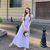 French Floral Short-Sleeved Dress Woman 2025 Summer New Temperament To Show Thin Bubble Sleeve Tea Breaker Dress