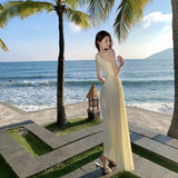 Banquet Dress Female Senior Birthday Small Dress Heavy Industry Wrinkle Sexy Slant Shoulder Outcry Holiday Dress