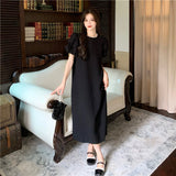 Bubble Sleeve Dress Women's Summer 2026 New Small Small Eleaning French Design Long Dress