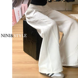 White Broad-Legged Jeans Women's Spring And Summer 2025 New High-Rise Loose High-End Scimits Small Straight Pants