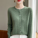 Wool Blended 2026 Autumn And Winter New Women's Round Collar Collar Hooded Small Knitted Open-Flowered Knitted Jersey Coat