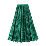 Japan-Korea Temperament Wave Point 100-Fold Skirt 2026 Spring And Summer New High-Rise Thin Large Swing Half-Dress Woman D9908