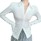 French Gray Stew Stew Stew Jk Shirt Women Spring Design Long-Sleeved Shirt Bottom Shoulder