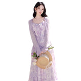 2026 New Lotus Leaf Side Purple Raging Dress Dress Women Unique Beauty Podle Dress Set