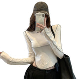 Long-Sleeved Women's Clothing 2026 Spring And Autumn New Design Sense Of Short Hot Girl Tide In Irregular Blouse Girl T-Shirt