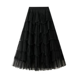 Heavy Industry Nail Pearl Cake Dress Net Yarn Half-Dress Fairy Dress High Waist Dress 1220