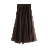 New Long Yarn Skirt Half Dress Girl Autumn And Winter High Waist Long Net Yarn Skirt 100 Folding Skirt A Skirt Fairy Dress 8859