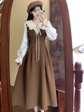 Large-Size French College Style Fake Two Dresses Women Autumn Look Fat Mm High-End Waist A Skirt