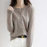 Wool Blended 2026 Autumn And Winter Women's New Pure Color Buckle Loose Collar Short Knitted Sweater Outside