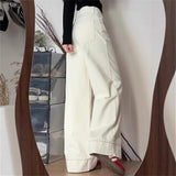 Pear Size Large White Jeans Women 2025 New Fat Mm Loose Straight Bf Lazy Windy Broad Leg Pants