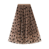 2025 Spring New French Retro High-Waist Love Ponn Net Velvet Half-Body Skirt 1200