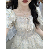 Tea Break French Embroidery And Shredded Floral Dress Female Summer Lace Splicing Temperament Waist Beauty Gentle Wind First Love Dress