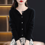 Line Ready-Sheed Seamless 100% Pure Wool 2026 Autumn And Winter New Women's Short Collar Loose Knitted Sweater Coat