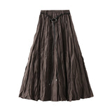 High Waist Half-Dress Women's Autumn New Korean Version Of The Design Feel Folded Long Dress Retro Temperament Thin A Word Umbrella Skirt 8822