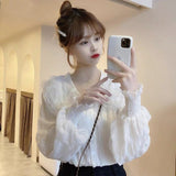 Very Fairy Blouse Sweet Age-Rearing Doll-Neck Chiffon Dress Women Spring And Autumn Design Sense Niche Ocean Inside The Shirt