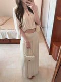 Two Sets Of Stylish And Light Luxury Summer New Hollow Repair On The Body Of Women's High-End Atmosphere Feel Thin Half Skirt