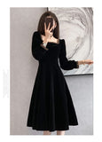 Early Autumn Gold Velvet Temperament Dress Women's Large Size Hepburn Style High-End Autumn And Winter Bottom With A Black Dress
