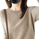 Wool Blending 2026 Autumn And Winter New Women's Loose Round Neck Solid Color Casing Bottom Knitted Bottom Sweater